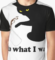 Do What I Want Black Cat White Coffee Cup Funny T-Shirt Graphic T-Shirt