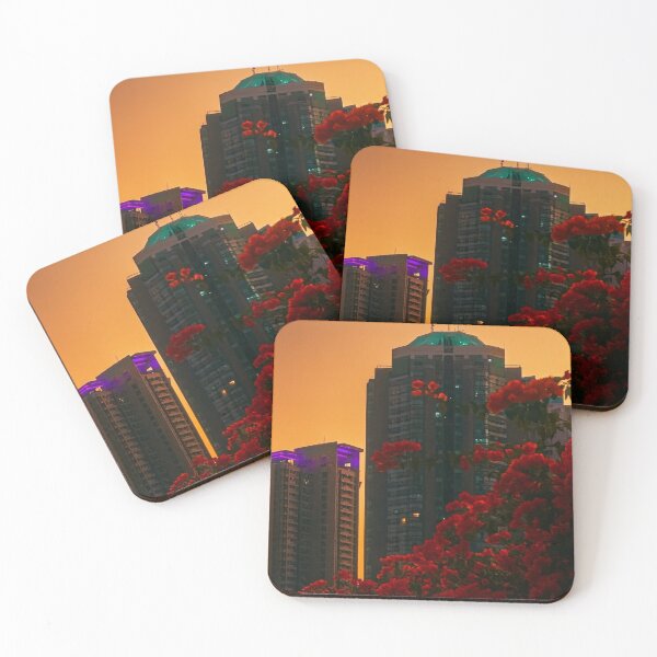 Item preview, City Sunset with In & Out Burger Burgers hRed Blossoms designed and sold by Sinhakudiye.