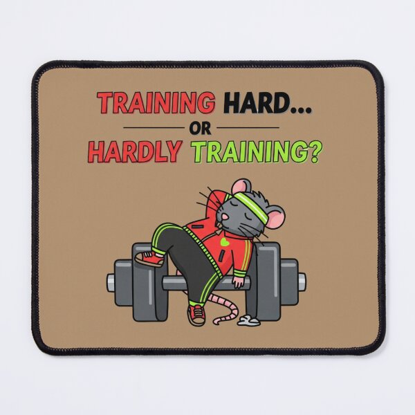 Item preview, Lazy Cartoon Rat on Dumbbell Funny Gym Meme | Training Hard or Hardly Training? designed and sold by Design_Your_Day.