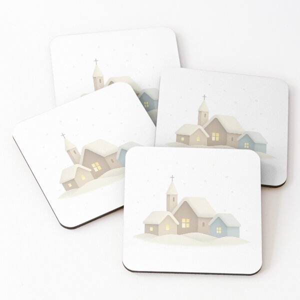Item preview, Minimal Snowy Village With Warm Windows designed and sold by Fernova.