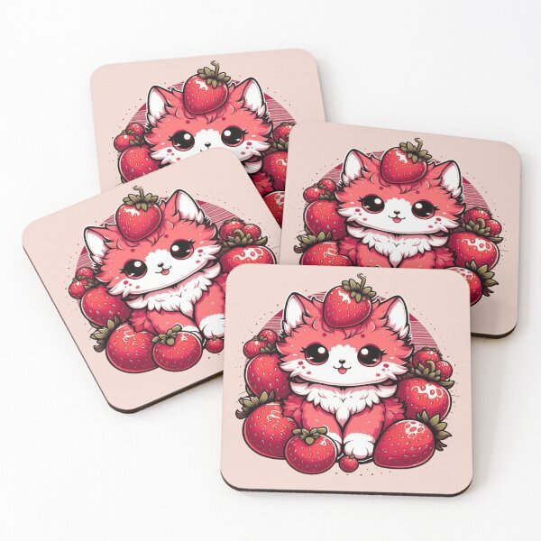 Item preview, Kawaii Strawberry Cat with Berry Crown designed and sold by BigBlueArt.