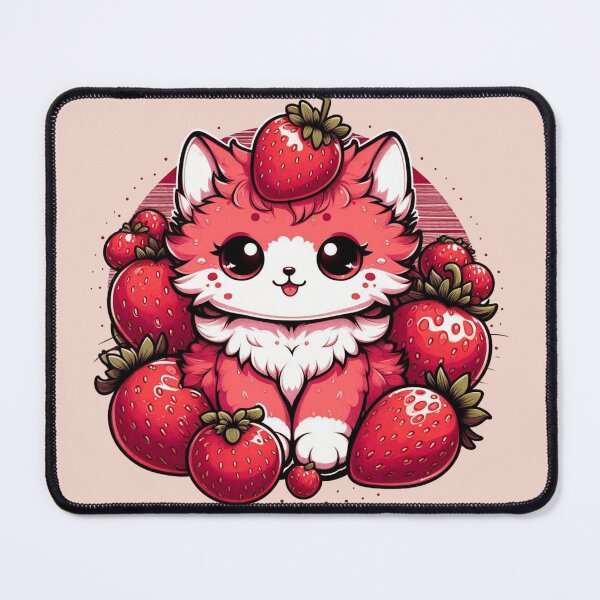 Item preview, Kawaii Strawberry Cat with Berry Crown designed and sold by BigBlueArt.