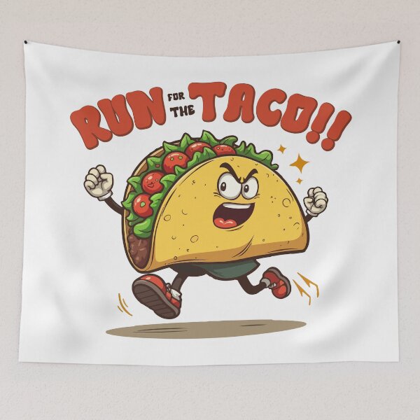 Item preview, Run For The Taco!! - Funny Running Cardio Fitness Cartoon designed and sold by Design-Pro-21.