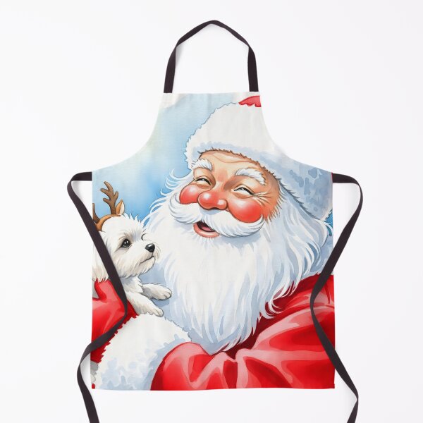 Item preview, Santa Claus Cradling Small White Puppy in Red Reindeer Antlers designed and sold by homydesign.