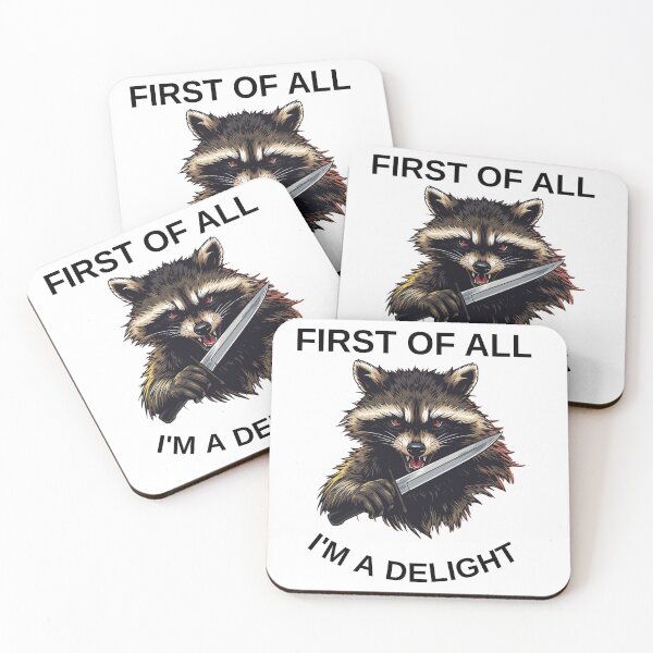 Item preview, First Of All I'm A Delight - Funny Feral Raccoon With Knife designed and sold by tarzbol.