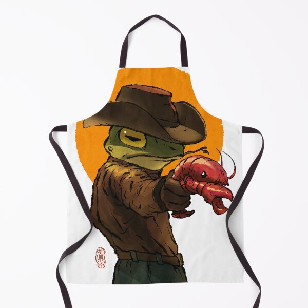 Item preview, gunslinger cowboy western frog with pistol shrimp crawdad artwork drawing designed and sold by DingHuArt.