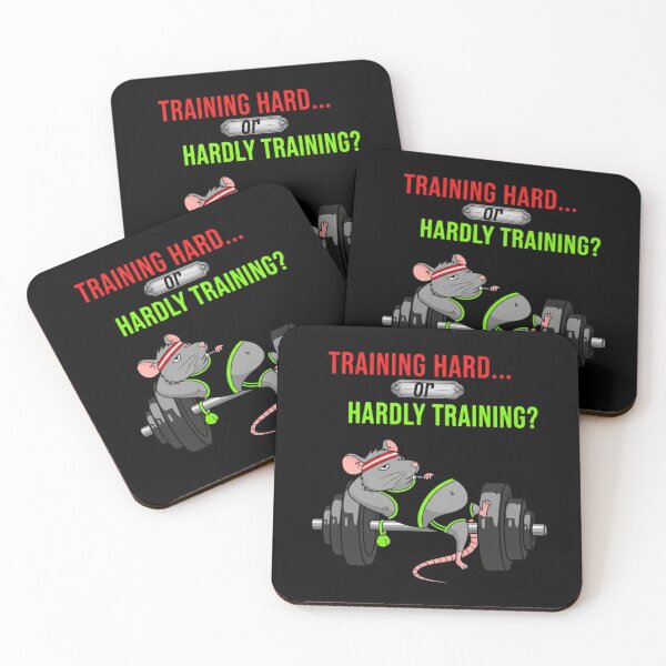 Item preview, Lazy Cartoon Rat on Dumbbell Funny Gym Meme | Training Hard or Hardly Training? designed and sold by Design_Your_Day.