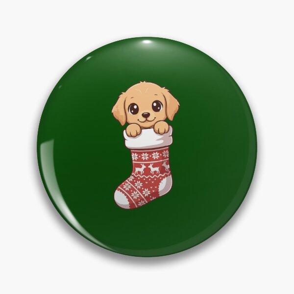 Item preview, Cute Christmas Golden Retriever Puppy in Knitted Holiday Stocking – Dog Lovers designed and sold by The Real Life Symphony.