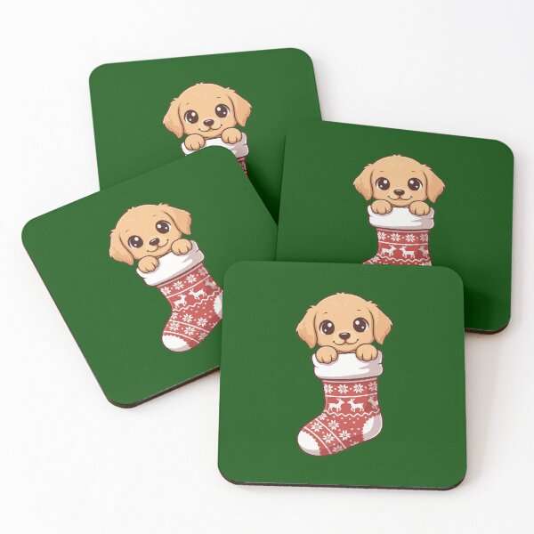 Item preview, Cute Christmas Golden Retriever Puppy in Knitted Holiday Stocking – Dog Lovers designed and sold by The Real Life Symphony.