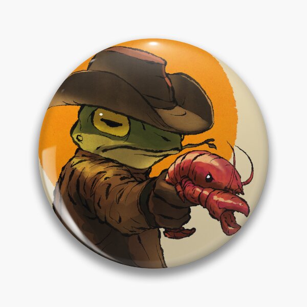 Item preview, gunslinger cowboy western frog with pistol shrimp crawdad artwork drawing with frame designed and sold by DingHuArt.