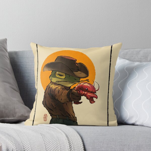 Item preview, gunslinger cowboy western frog with pistol shrimp crawdad artwork drawing with frame designed and sold by DingHuArt.