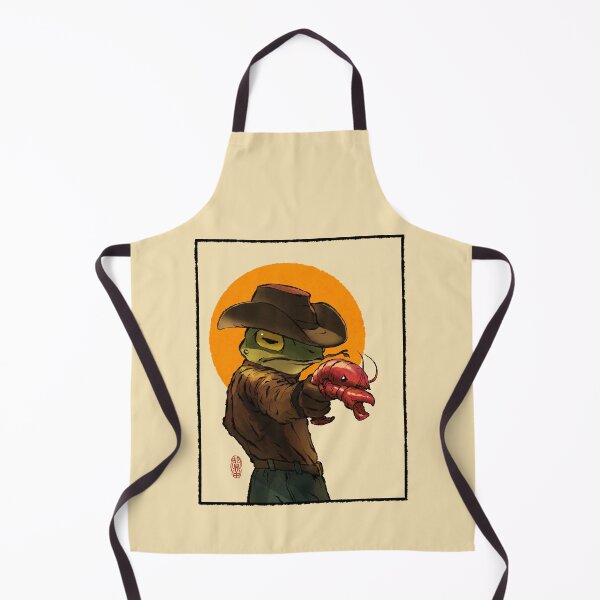 Item preview, gunslinger cowboy western frog with pistol shrimp crawdad artwork drawing with frame designed and sold by DingHuArt.