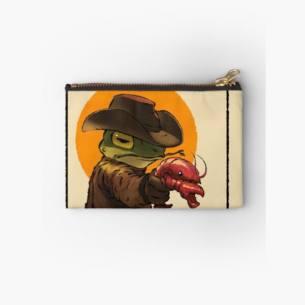 Item preview, gunslinger cowboy western frog with pistol shrimp crawdad artwork drawing with frame designed and sold by DingHuArt.