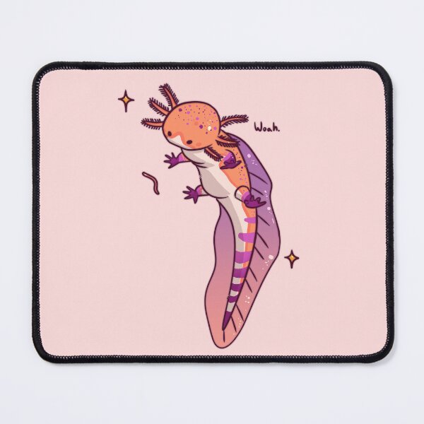 Item preview, Sunset Axolotl With Worm 'Woah' designed and sold by Aloe and Monstera.