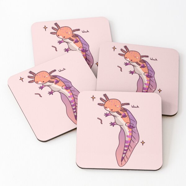 Item preview, Sunset Axolotl With Worm 'Woah' designed and sold by Aloe and Monstera.