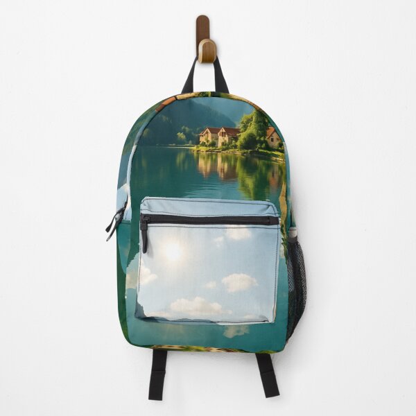 Item preview, Serene Mountain Village Church By Crystal Lake With Reflection Under Sunny Sky, Tranquil Summer Day designed and sold by Bure-NS.