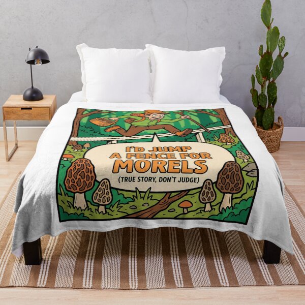 Item preview, I'd Jump a Fence for Morels - Funny Mushroom Foraging designed and sold by TB Designs Official.