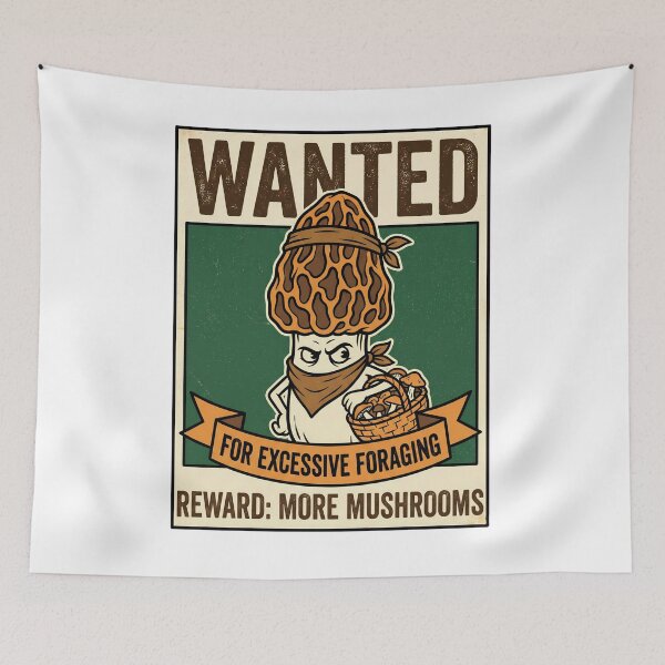 Item preview, Wanted Morels Poster - Funny Mushroom Foraging designed and sold by TB Designs Official.