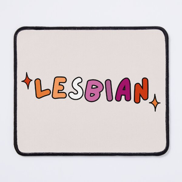 Item preview, "Lesbian" sunset pride flag text | lgbt colourful text design designed and sold by NeurodiverseTea.