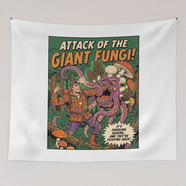 Item preview, Attack Of The Giant Fungi - Funny Mushroom Foraging designed and sold by TB Designs Official.
