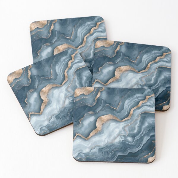 Item preview, Marble Elegance Blue Grey Gold designed and sold by artsandsoul.