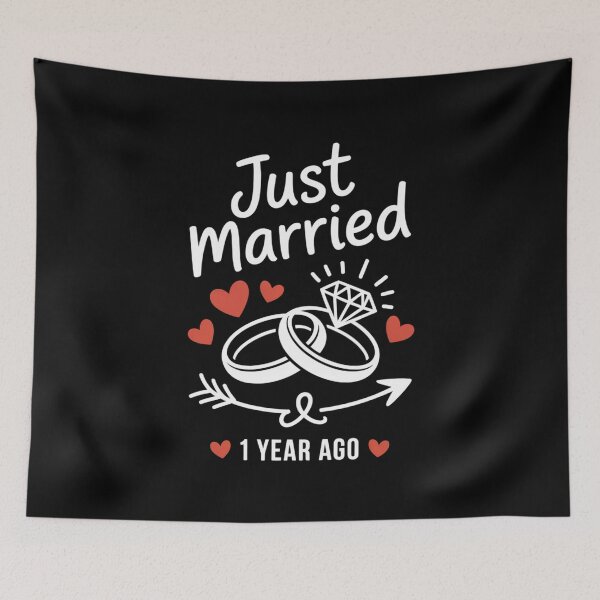 Item preview, Just Married 1 Year Ago Anniversary Wedding Rings Design designed and sold by Gogetgiggles.