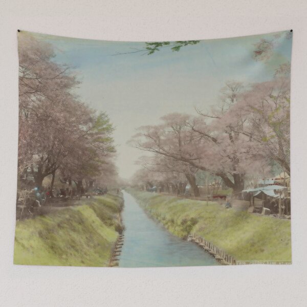 Item preview, Cherry Blossom Canal – Vintage Japanese Landscape Art designed and sold by Vintage by Kaya.
