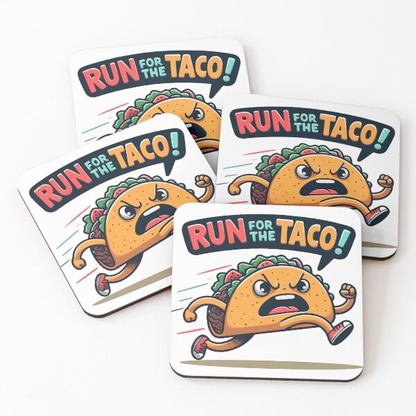 Item preview, RUN FOR THE TACO!! T-Shirt - Funny Angry Taco Speech Bubble Running Tee designed and sold by Design-Pro-21.