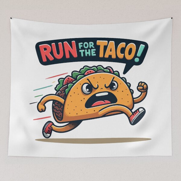 Item preview, RUN FOR THE TACO!! T-Shirt - Funny Angry Taco Speech Bubble Running Tee designed and sold by Design-Pro-21.