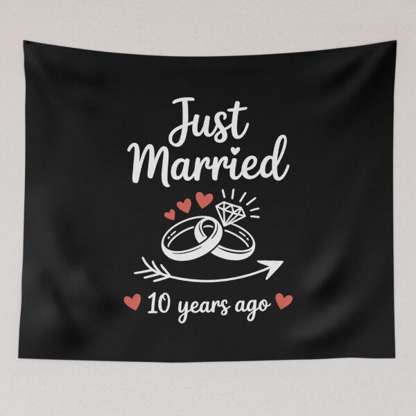 Item preview, Just Married 10 Years Ago Anniversary Wedding Rings Design designed and sold by Gogetgiggles.