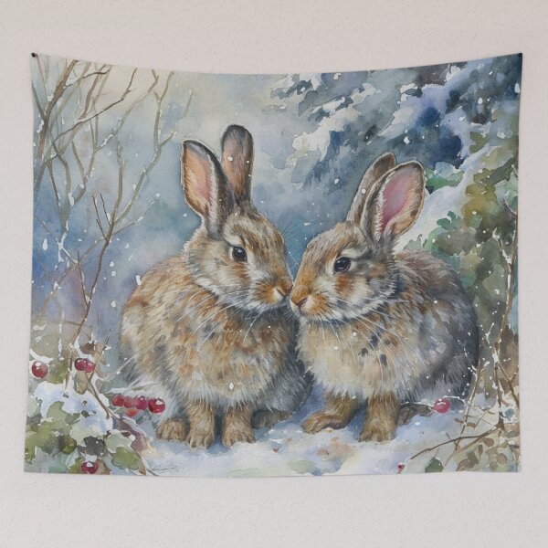 Item preview, Rabbits in a Winter Garden designed and sold by Myra365Art.