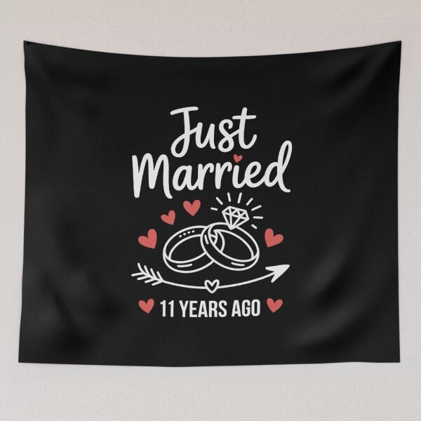 Item preview, Just Married 11 Years Ago Anniversary Wedding Rings Design designed and sold by Gogetgiggles.