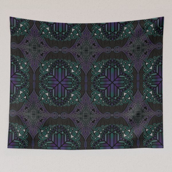 Item preview, Gothic Vampire Cathedral Stained Glass Teal designed and sold by JamieWetzel.