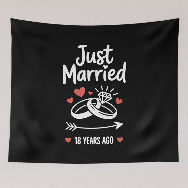Item preview, Just Married 18 Years Ago - Wedding Rings and Love Design designed and sold by Gogetgiggles.