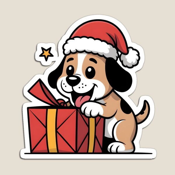 Item preview, Dog Unwraps Gift Guffaw Sticker designed and sold by GROOVEGORB Design Shop.