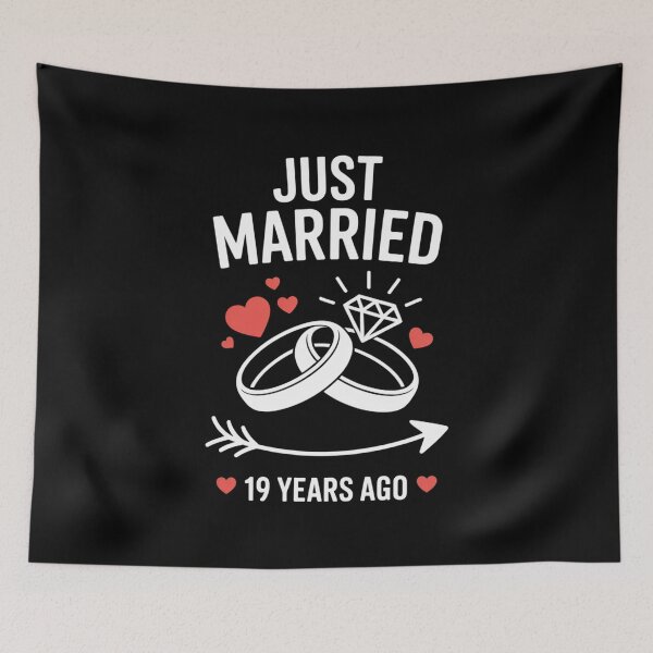 Item preview, Just Married 19 Years Ago - Wedding Rings and Love Design designed and sold by Gogetgiggles.