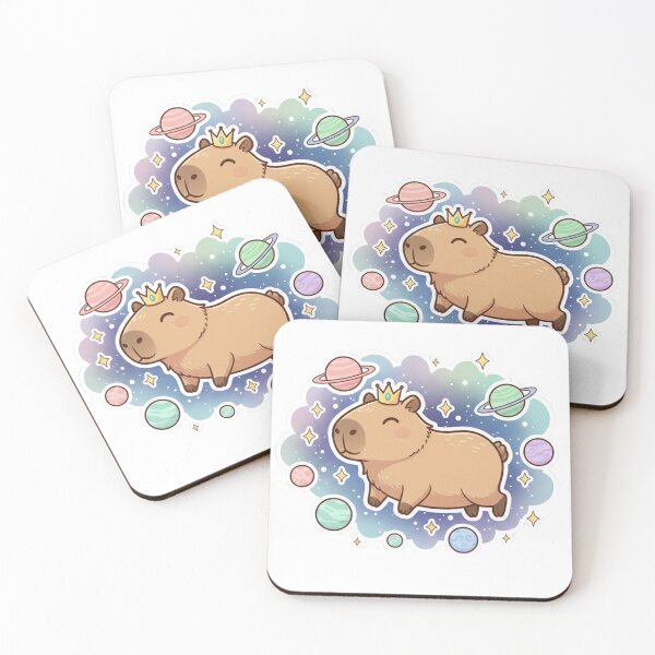 Item preview, Capybara Floating in a Galaxy with Stars and Planets designed and sold by CosmicCutouts.