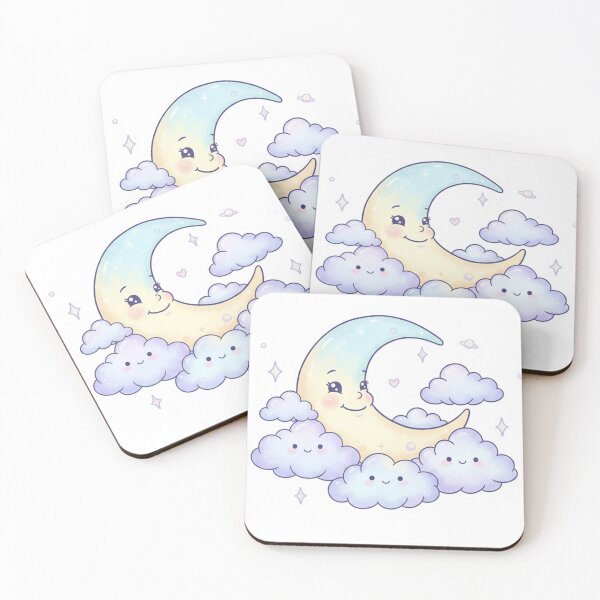 Item preview, Cute Crescent Moon Surrounded by Soft Clouds designed and sold by CosmicCutouts.