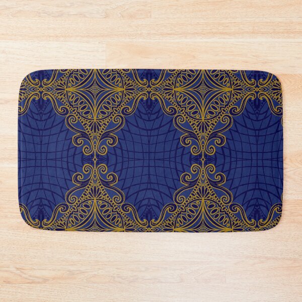 Item preview, Majestic Navy and Gold Baroque Ornament Deep Sapphire Gilded Filigree Repeat designed and sold by JamieWetzel.