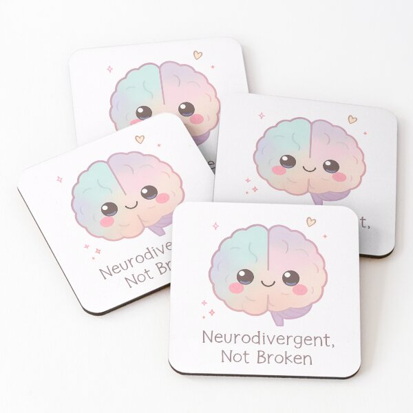 Item preview, “Neurodivergent, Not Broken” Pastel Kawaii Brain – Mental Health Positivity & Neurodiversity Pride Design designed and sold by PureBrain.