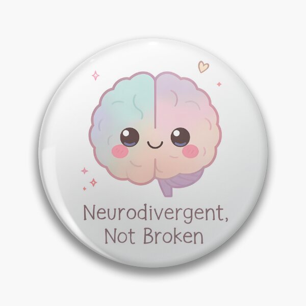 Item preview, “Neurodivergent, Not Broken” Pastel Kawaii Brain – Mental Health Positivity & Neurodiversity Pride Design designed and sold by PureBrain.
