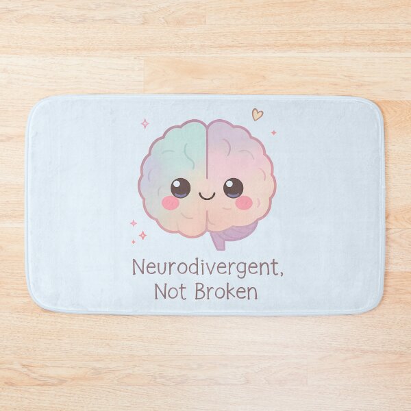Item preview, “Neurodivergent, Not Broken” Pastel Kawaii Brain – Mental Health Positivity & Neurodiversity Pride Design designed and sold by PureBrain.