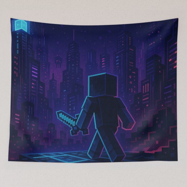 Item preview, Voxel Cyberpunk Night City | Pixel Quest Explorer Neon Sword | Synthwave Gamer Adventure Design designed and sold by pixelpopplanet.