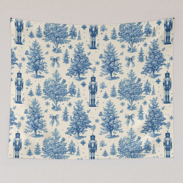 Item preview, Nutcracker Chinoiserie Toile in Blue and White designed and sold by TheChinoiserie.