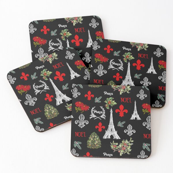 Item preview, Paris Christmas Vintage Eiffel Tower on black designed and sold by 13Moons.