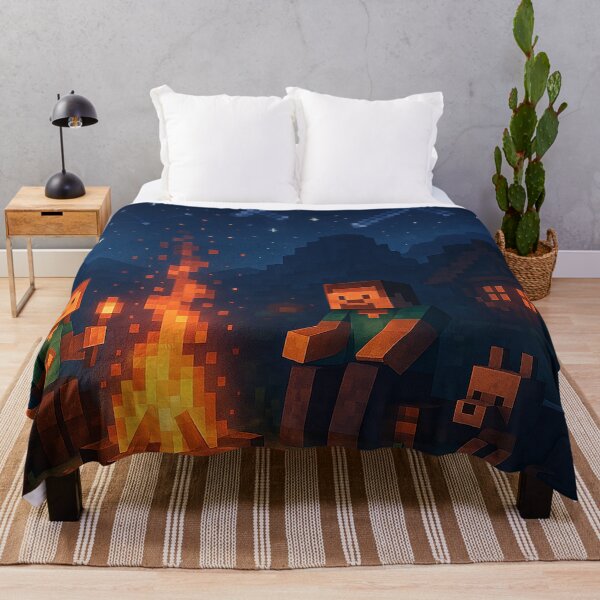 Item preview, Pixel Campfire Night – Voxel Adventure Art for Cozy Gaming Fans (Retro Pixel/Block Game Aesthetic) designed and sold by pixelpopplanet.