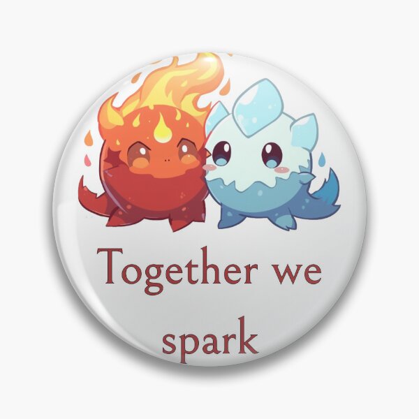 Item preview, Together We Spark – Fire & Ice Chibi Duo designed and sold by Monzora.
