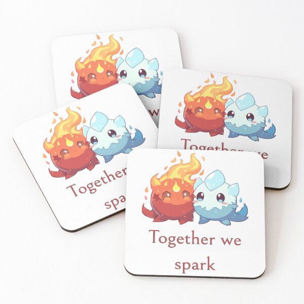 Item preview, Together We Spark – Fire & Ice Chibi Duo designed and sold by Monzora.