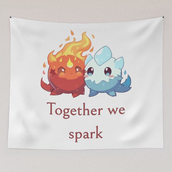 Item preview, Together We Spark – Fire & Ice Chibi Duo designed and sold by Monzora.
