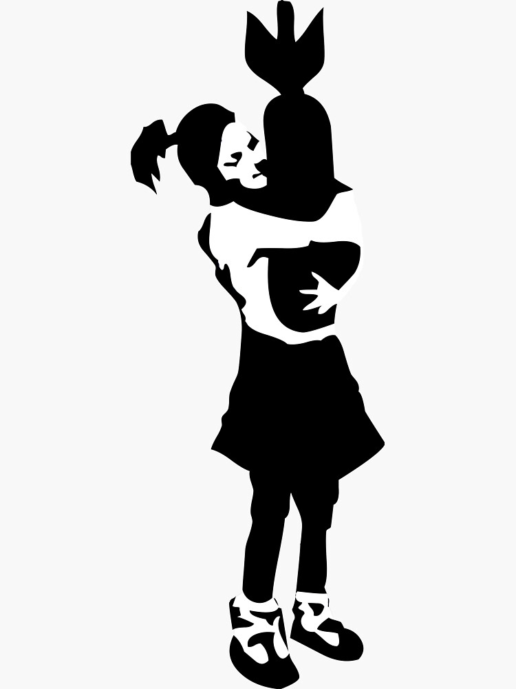 Banksy Girl Hugging Bomb by ThatMerchStore.